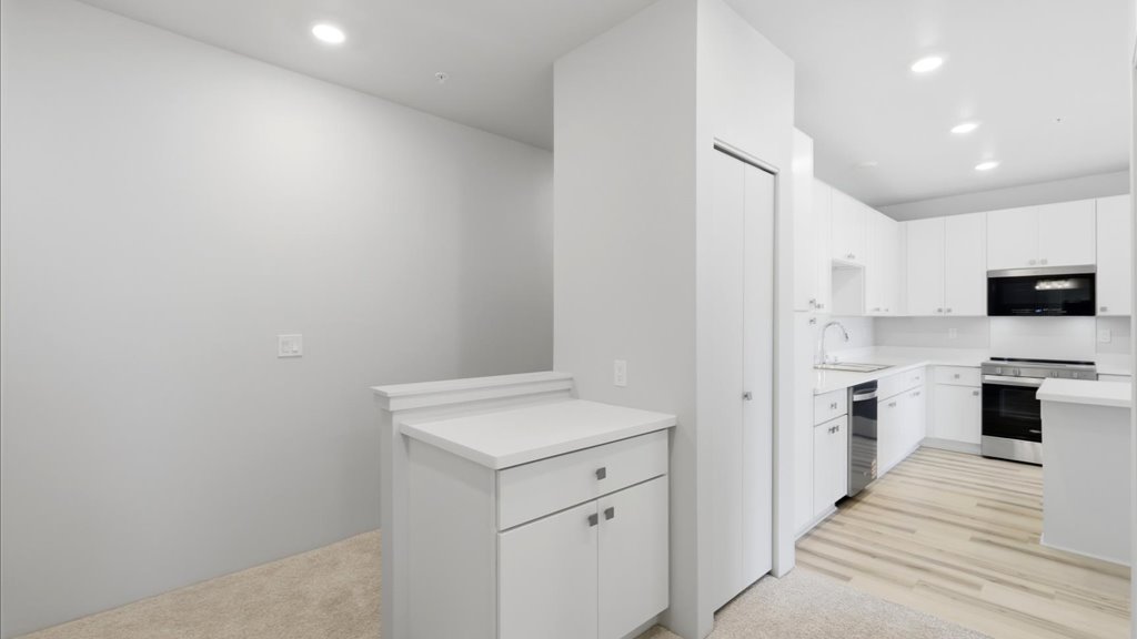 Interior kitchen with stainless steel appliances