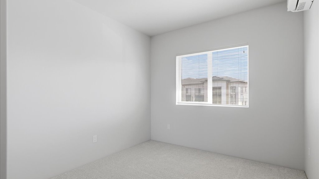 Interior bedroom with large window