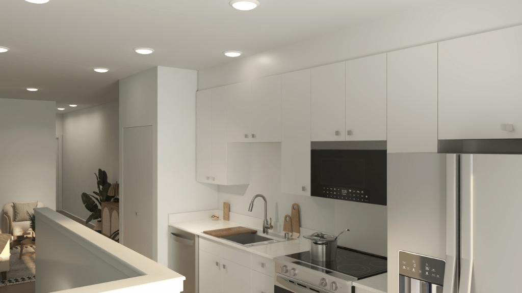 Interior kitchen with stainless steel appliances