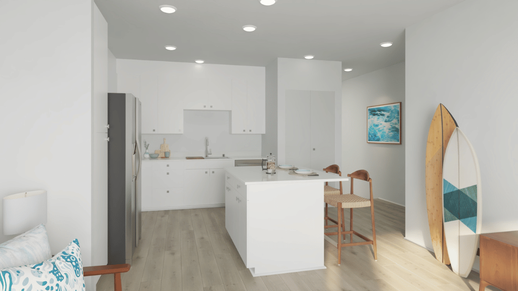Interior kitchen with stainless steel appliances