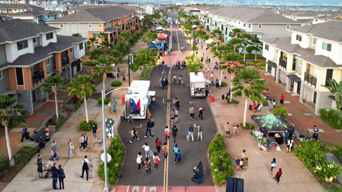 Community amenity festival street food trucks on street