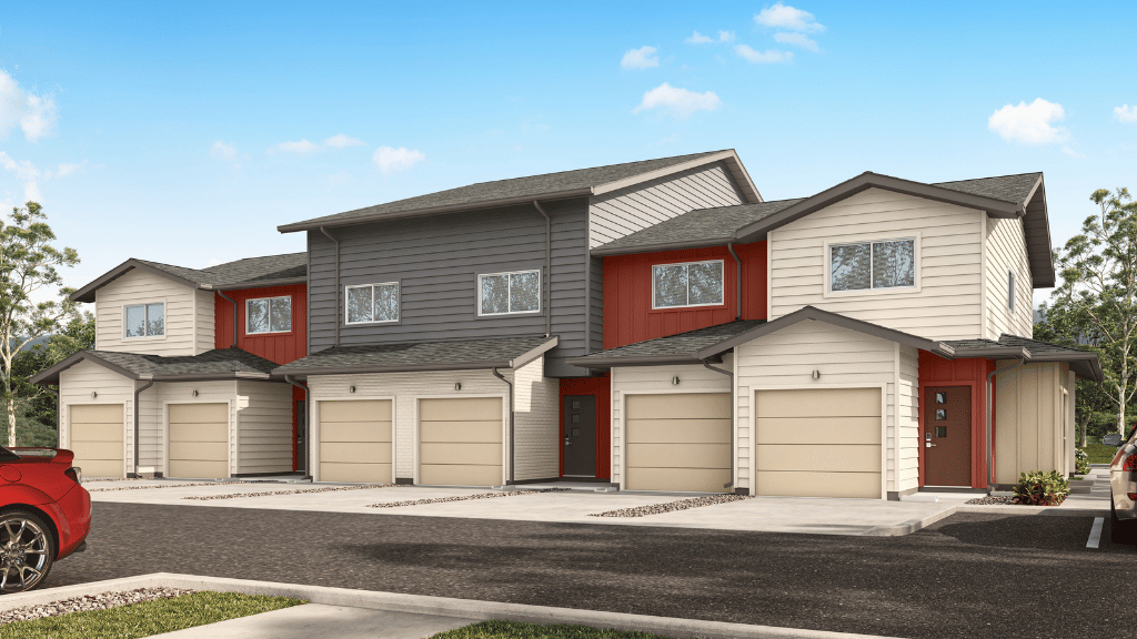 exterior three story townhome condominium building