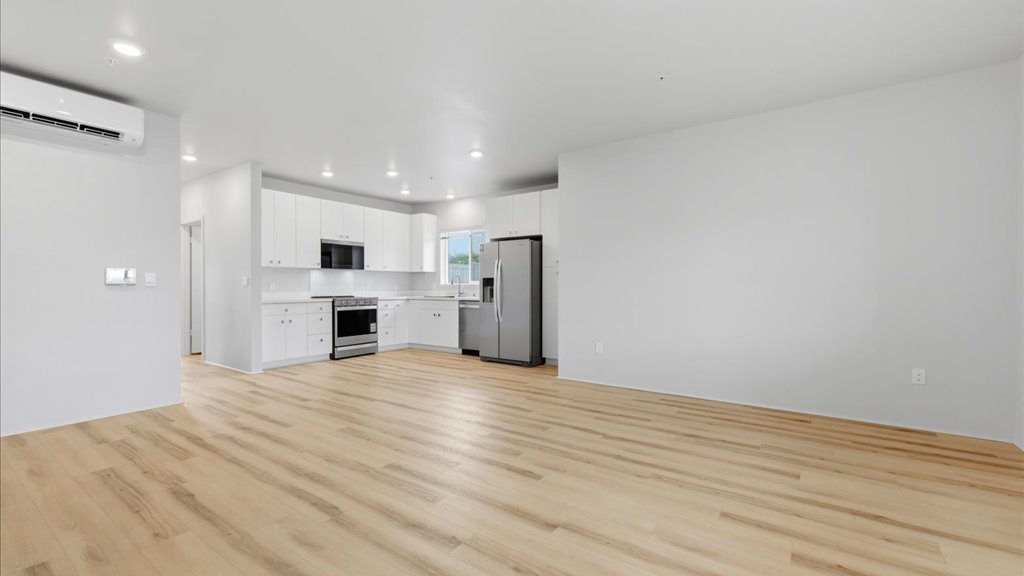 Interior rendering living room dining room and kitchen