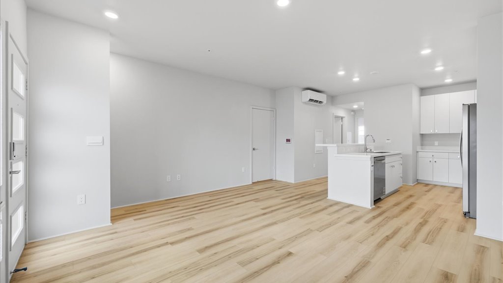 Interior living room open to kitchen