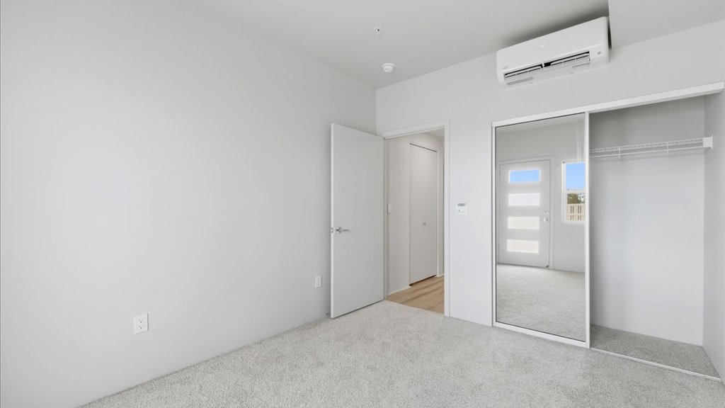 Interior bedroom with large window