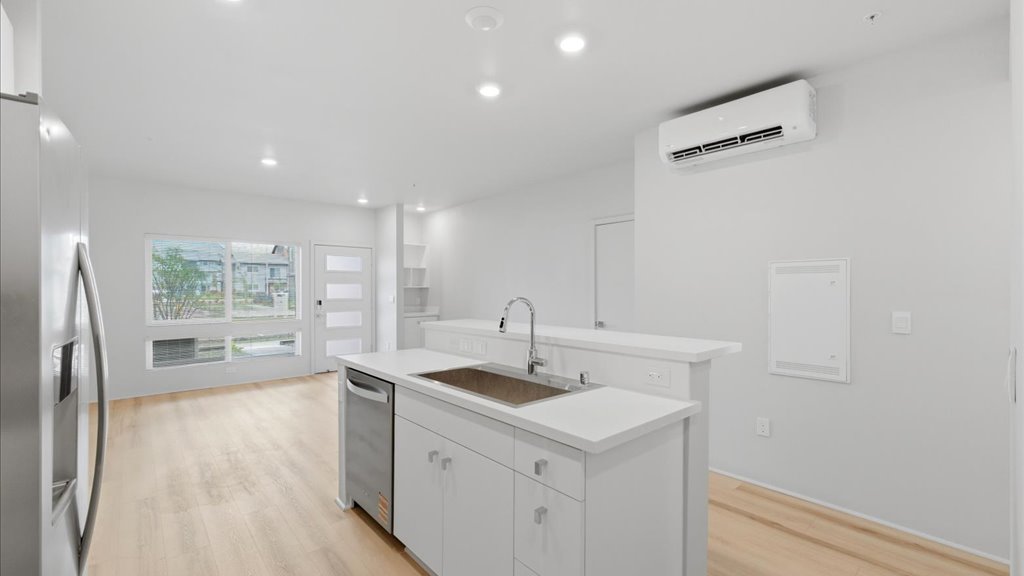 Interior living room open to kitchen