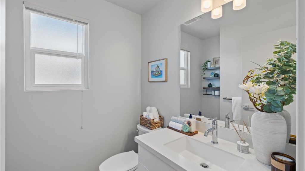 Interior bathroom with sink and toilet