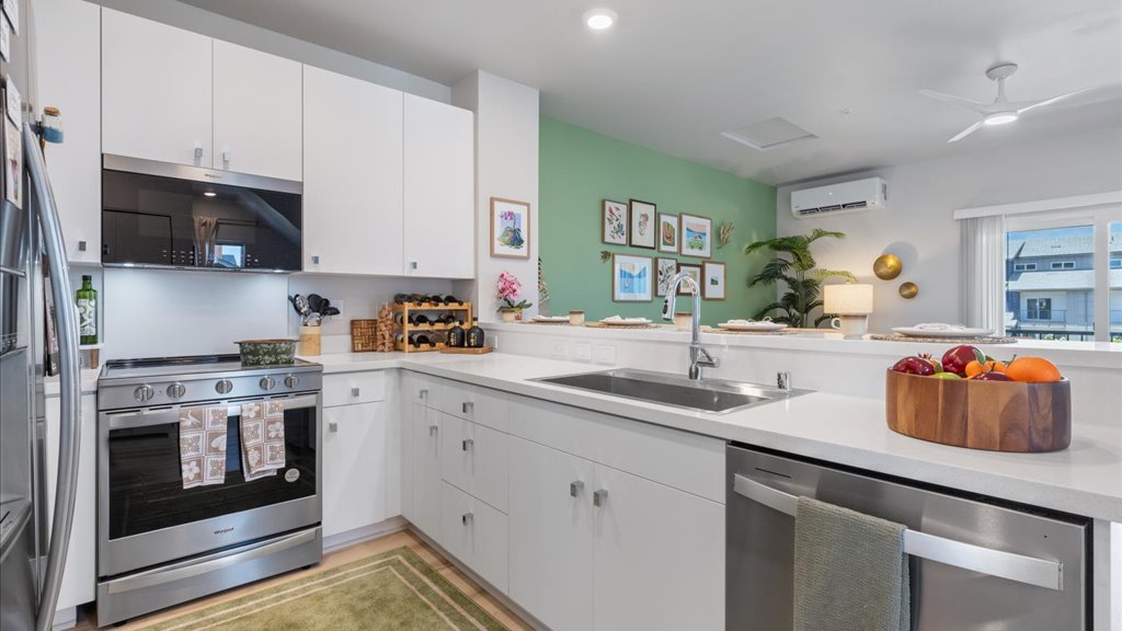 Interior kitchen with stainless steel appliances