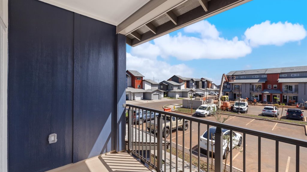 Exterior balcony lanai with sliding glass doors