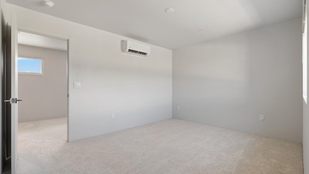 Interior bedroom with closet sliding doors