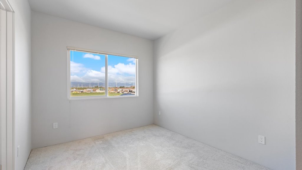Interior bedroom with closet sliding doors