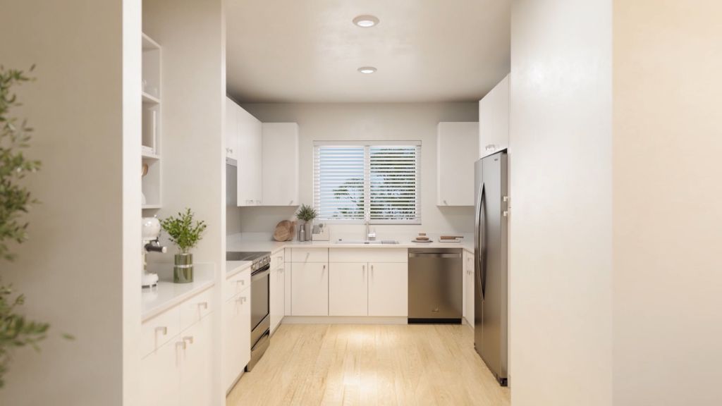 Interior kitchen with stainless steel appliances