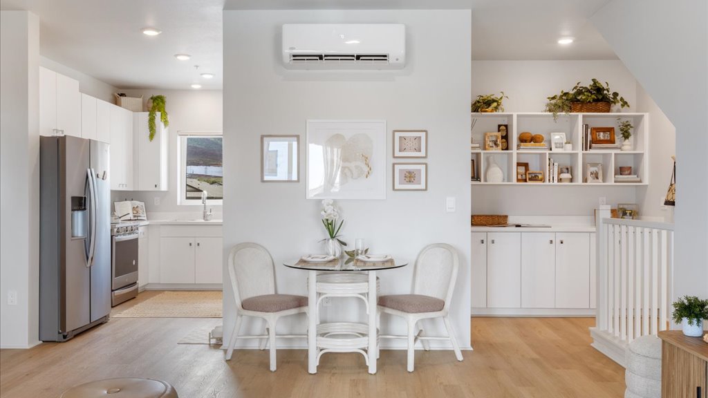 Interior dining area open to kitchen