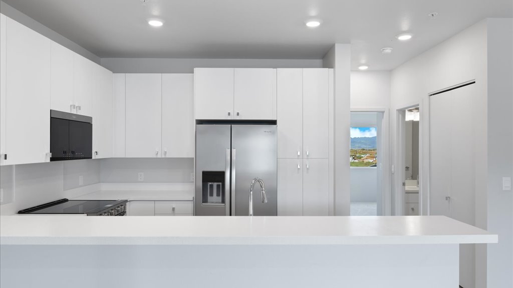Interior kitchen with stainless steel appliances