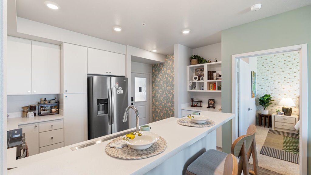 Interior kitchen with stainless steel appliances