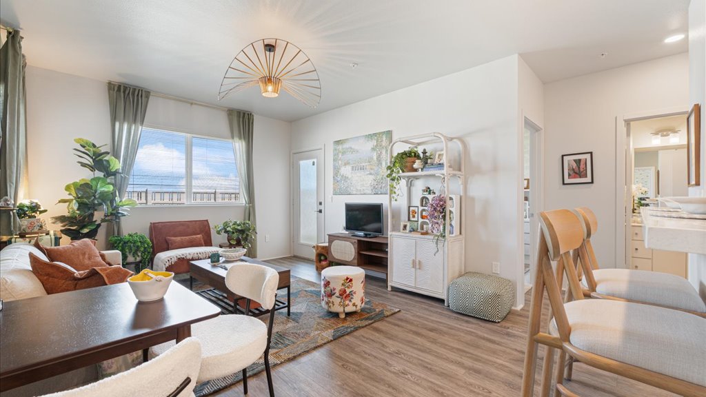 Interior living room and dining room