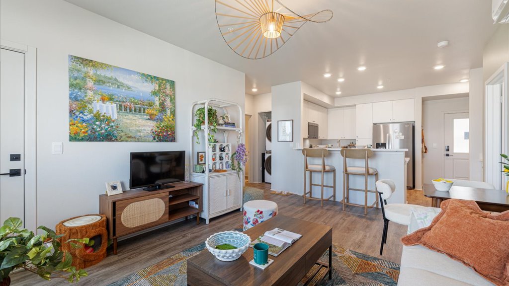 Interior living room and dining room
