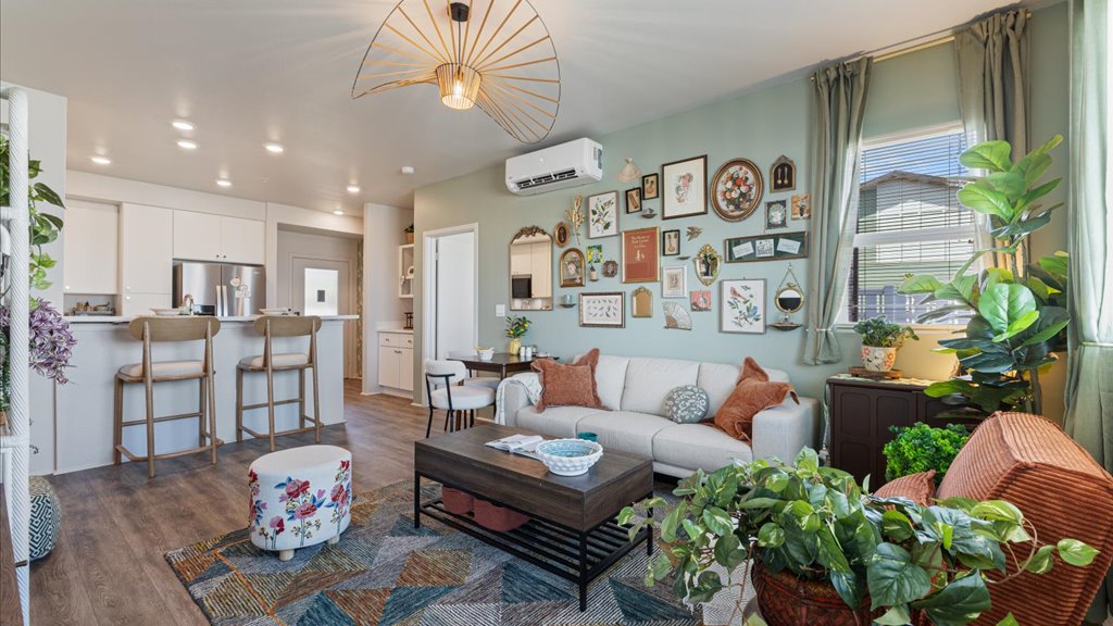 Interior living room and dining room