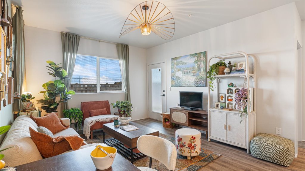 Interior living room and dining room