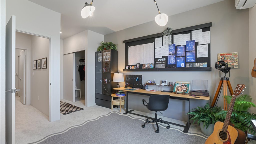 Interior bedroom with bathroom and walk in closet