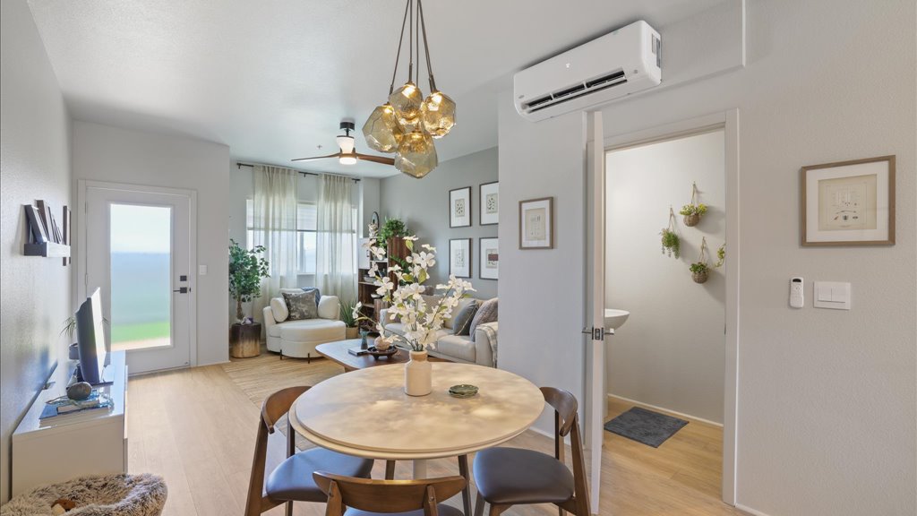 Interior dining area open to kitchen