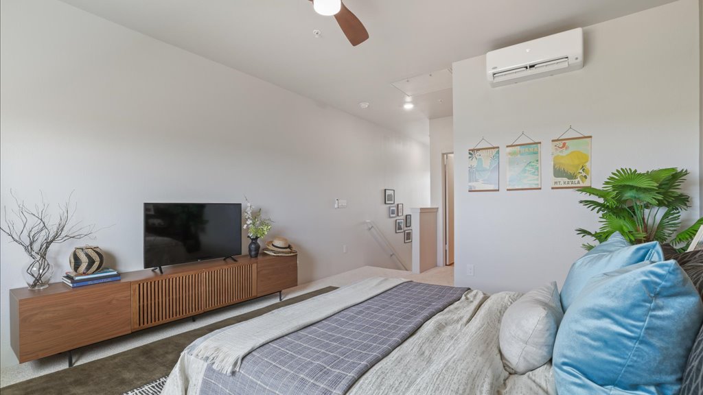 Interior bedroom with bathroom and walk in closet
