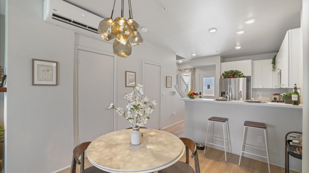 Interior dining room open to kitchen