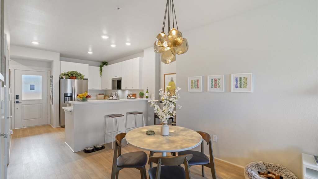 Interior dining area open to kitchen