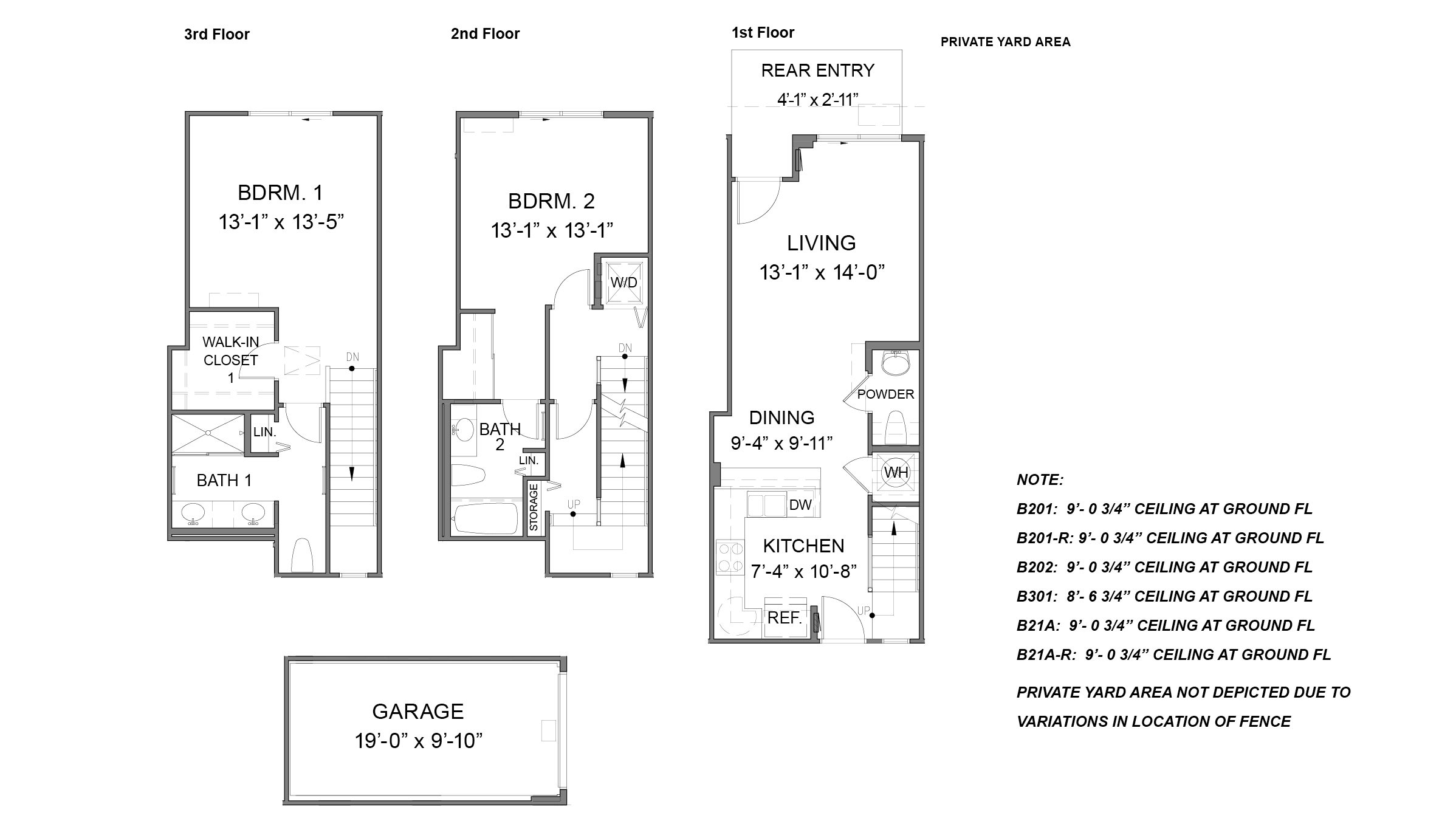 Interior floorplan drawing two bedroom two bathroom