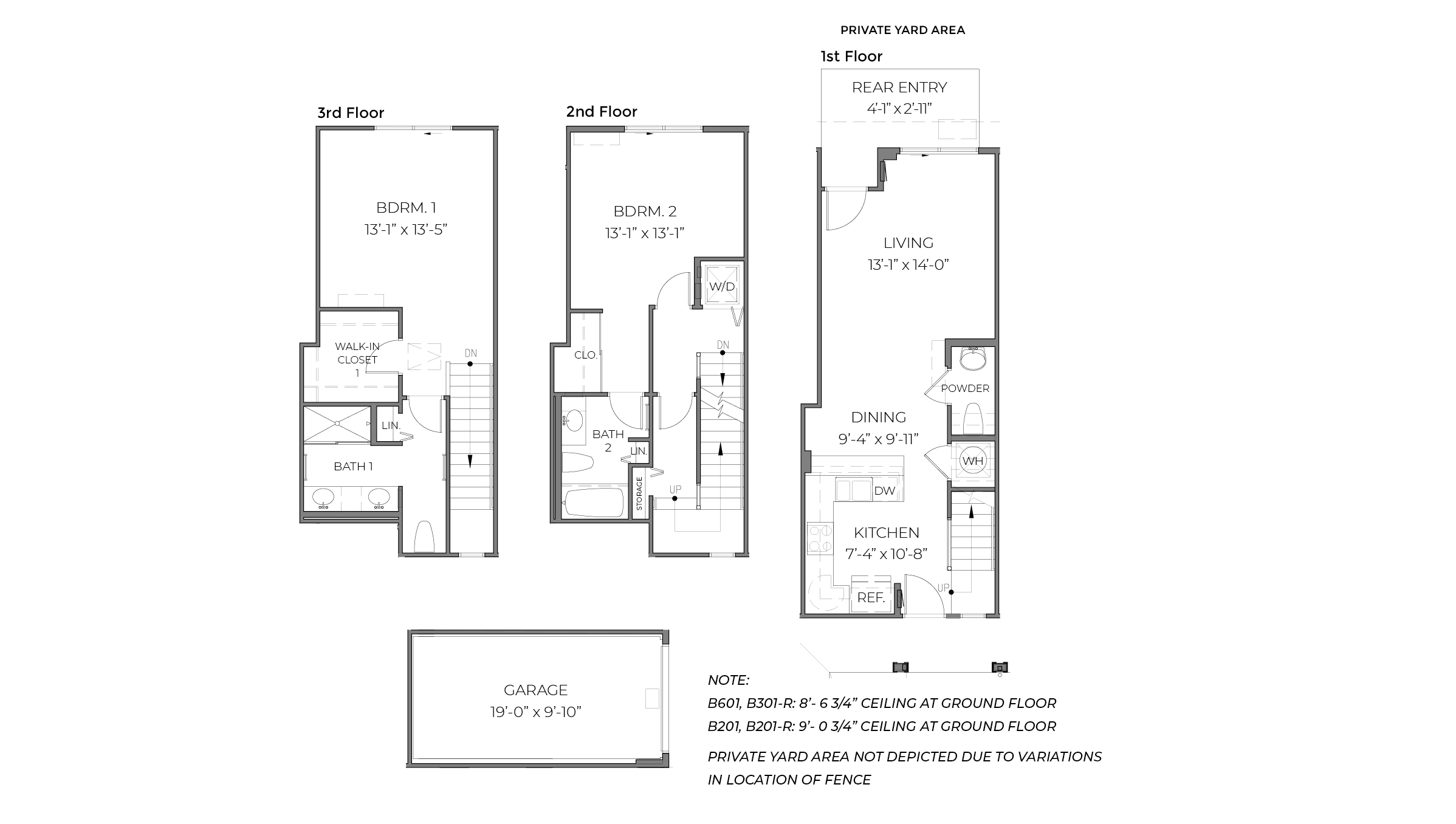 Interior floorplan drawing two bedrooms