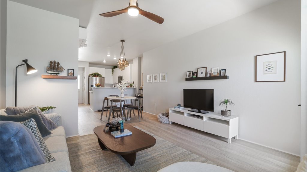 Interior living room and dining room