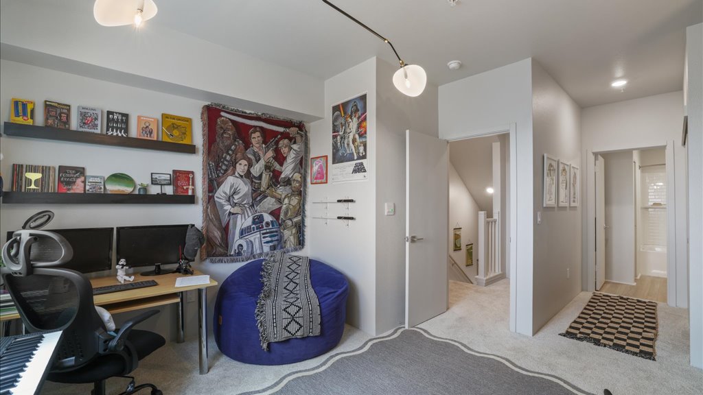 Interior bedroom with bathroom and walk in closet