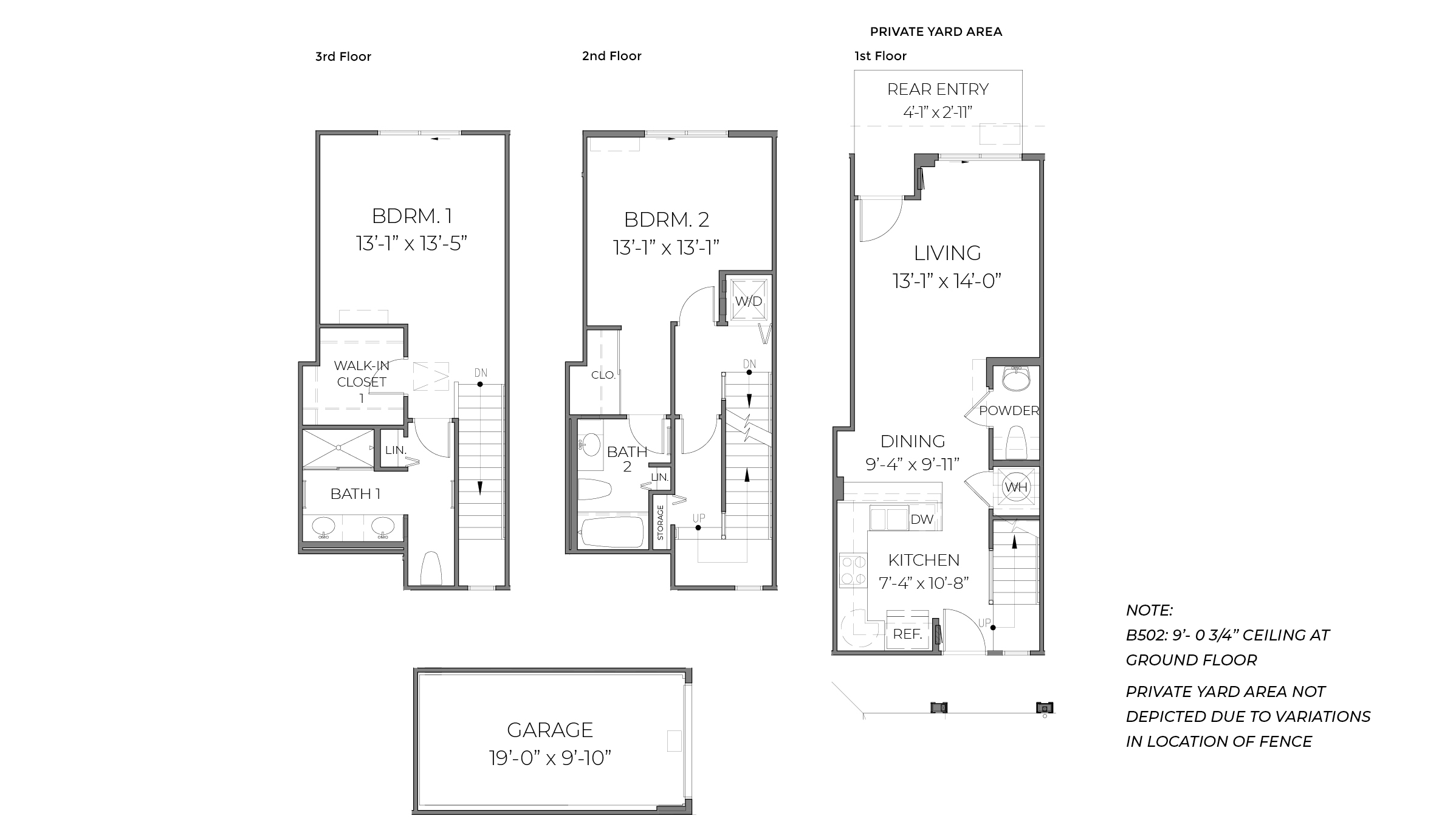 Interior drawing two bedroom two and a half bath