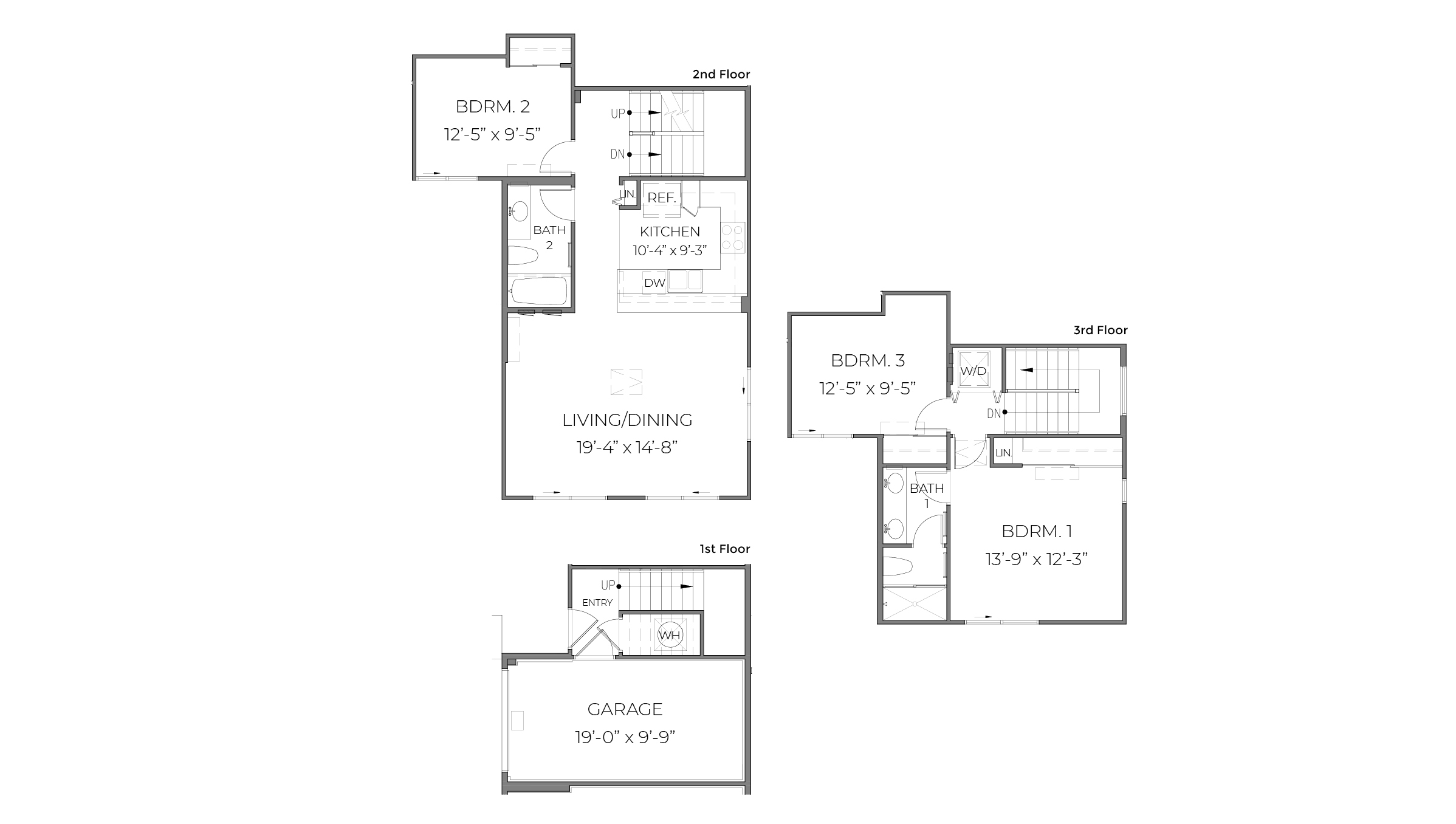 Interior Floorplan Drawing three bedroom