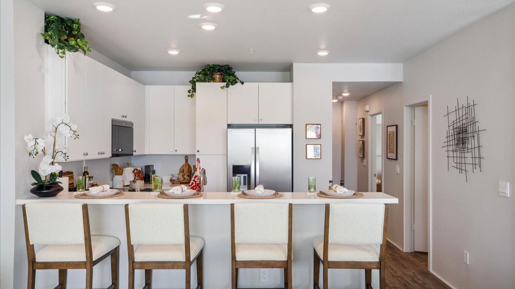 Interior kitchen with stainless steel appliances