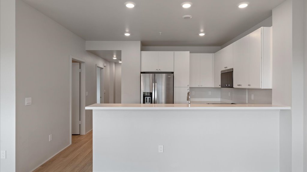 Interior kitchen with stainless steel appliances
