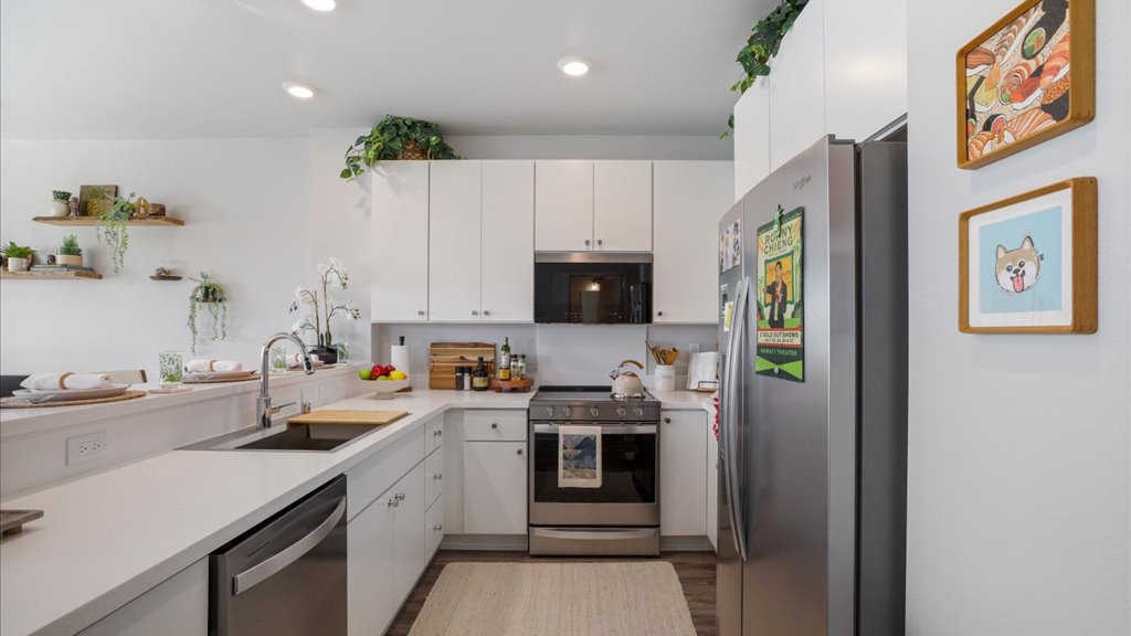 Interior kitchen with stainless steel appliances