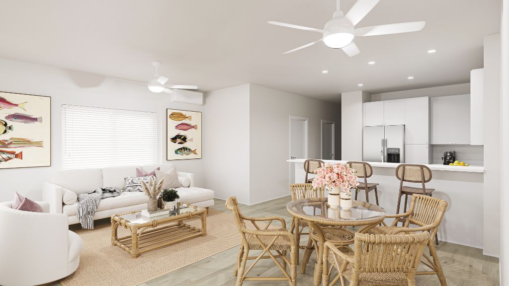 Interior living room with large window