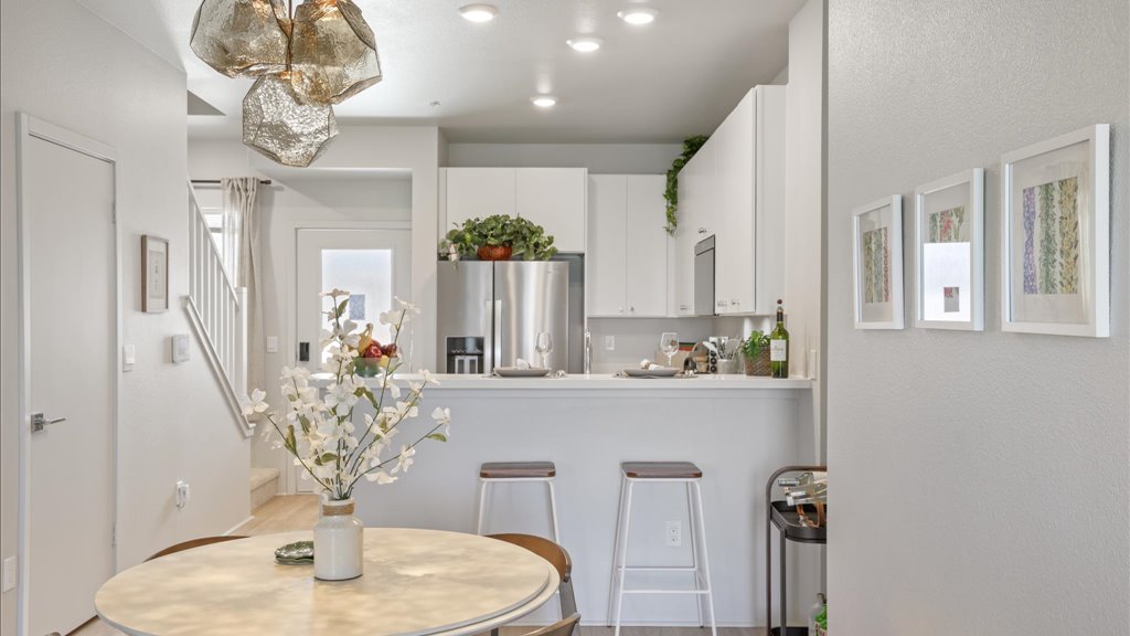Interior dining area open to kitchen