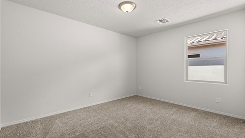 Third secondary bedroom with two windows and carpet floors with closet