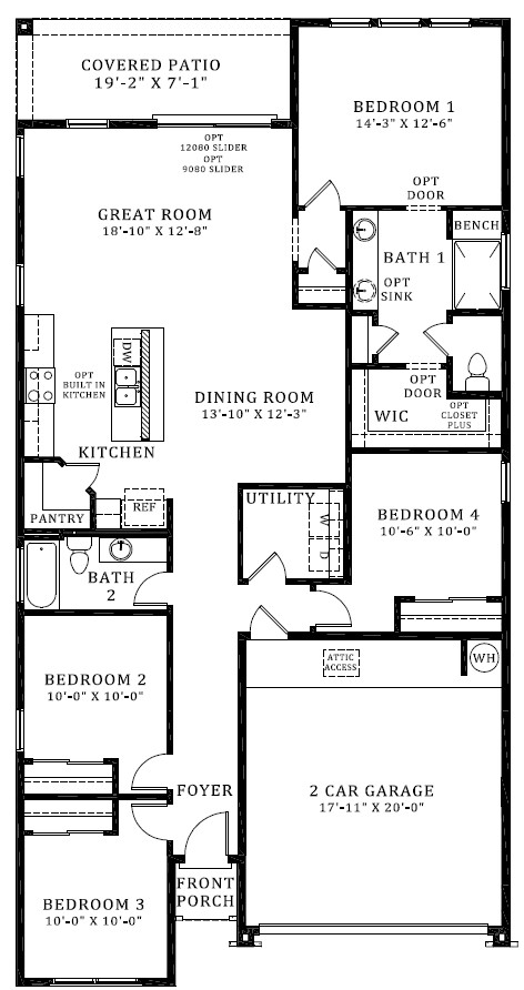 Single story Floor Plan 1697 square feet