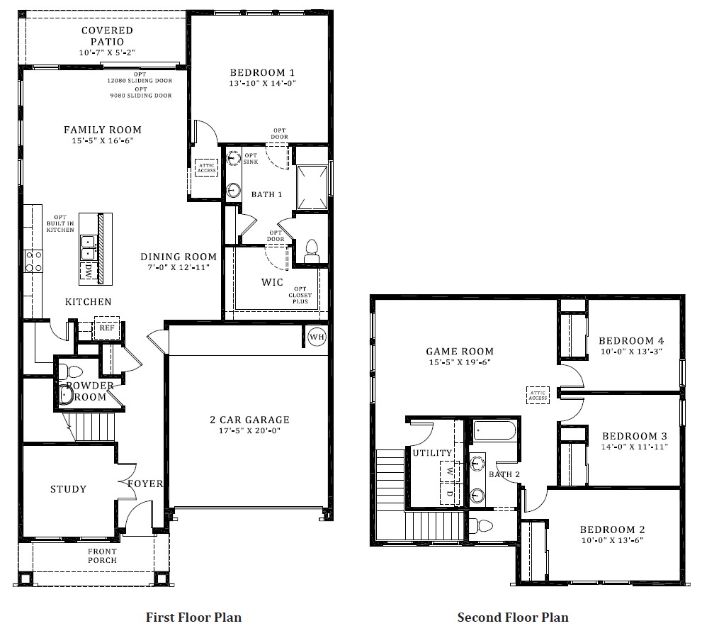 two story floor plan 2,410 square feet