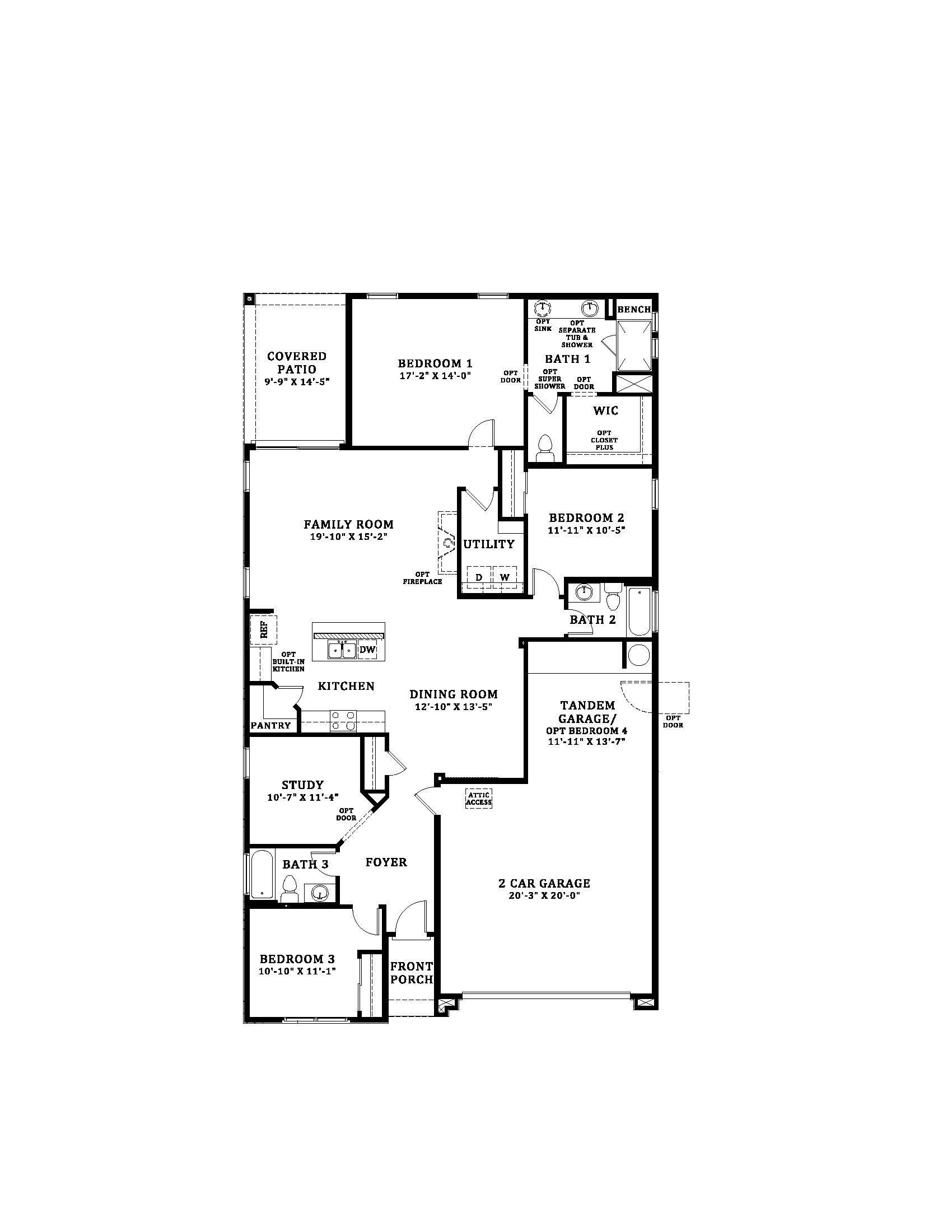 the Inspiration 1,911 square feet floor plan outline
