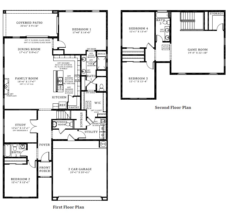floor plan out line for the clearwater floor plan - two story