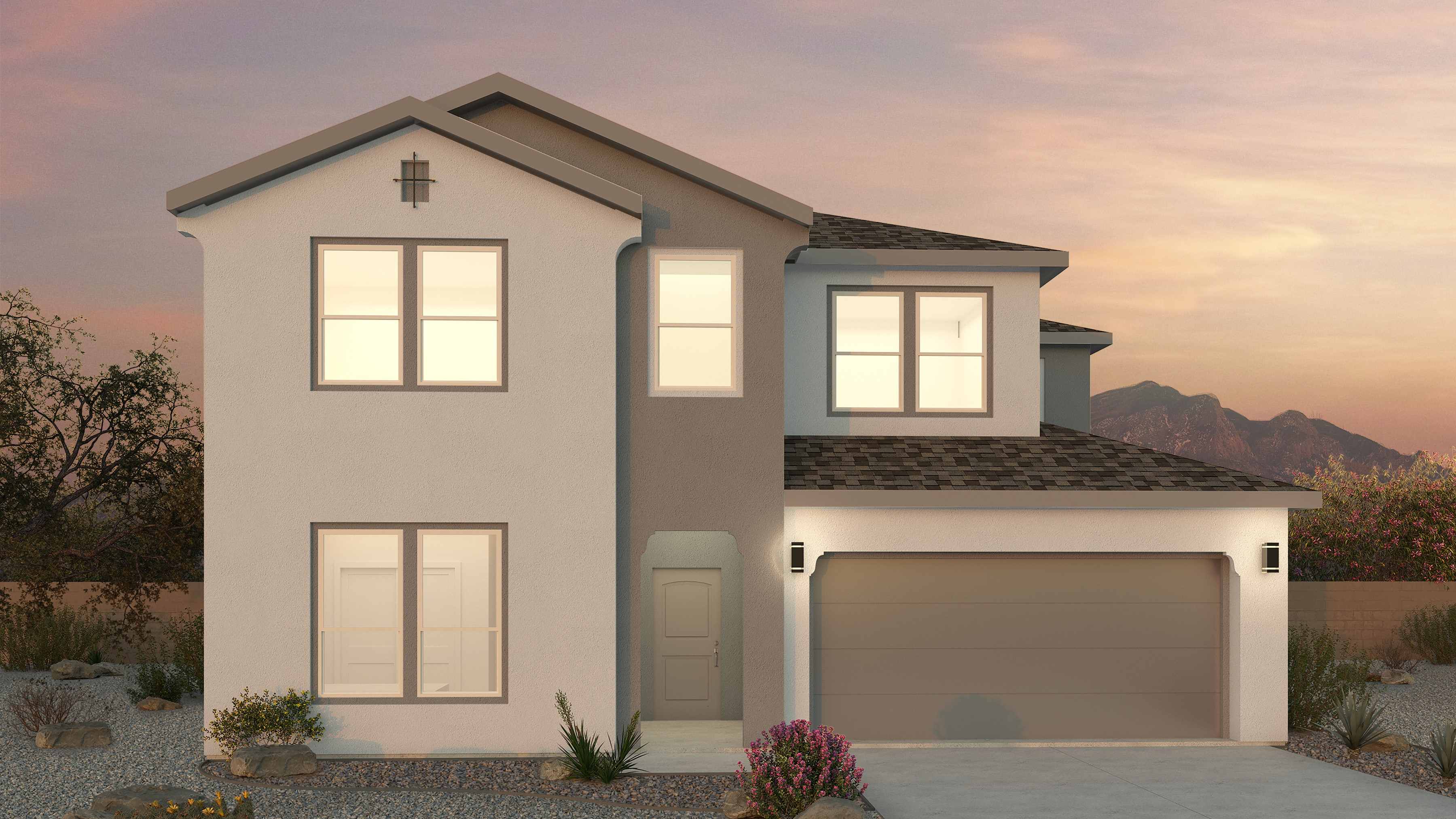 The Malibu two-story rendering - A elevation traditional
