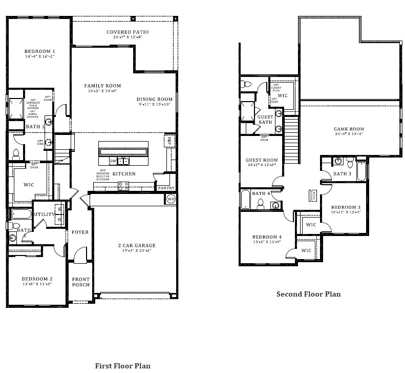 The Malibu two story floor plan outline