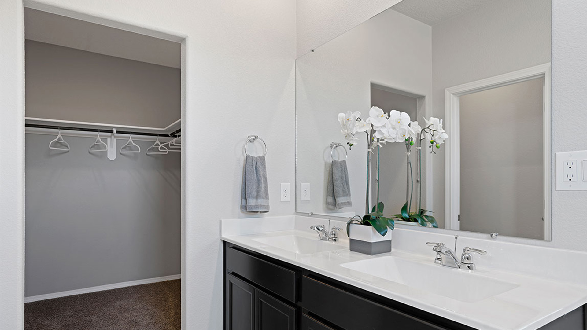 Owner’s ensuite featuring walk-in shower with upgraded fixtures, walk-in closet at Los Diamantes Phase III