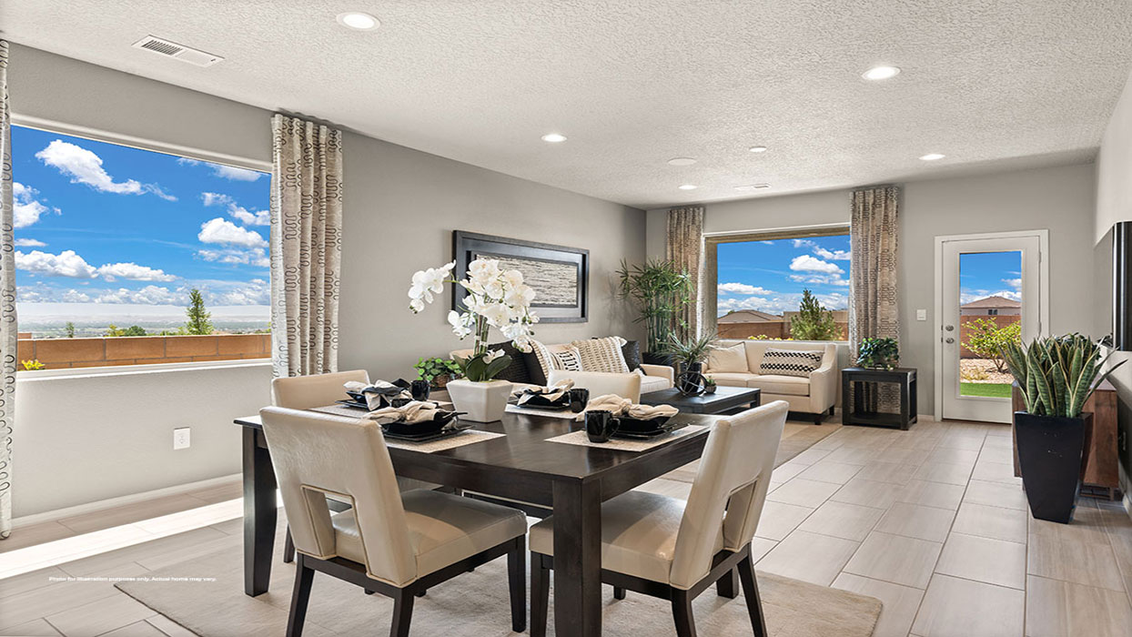 Interior dining area open to living area