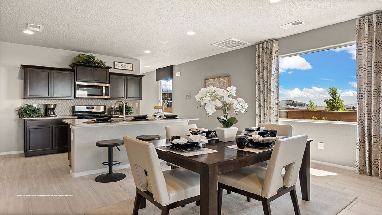 Interior dining area open to kitchen
