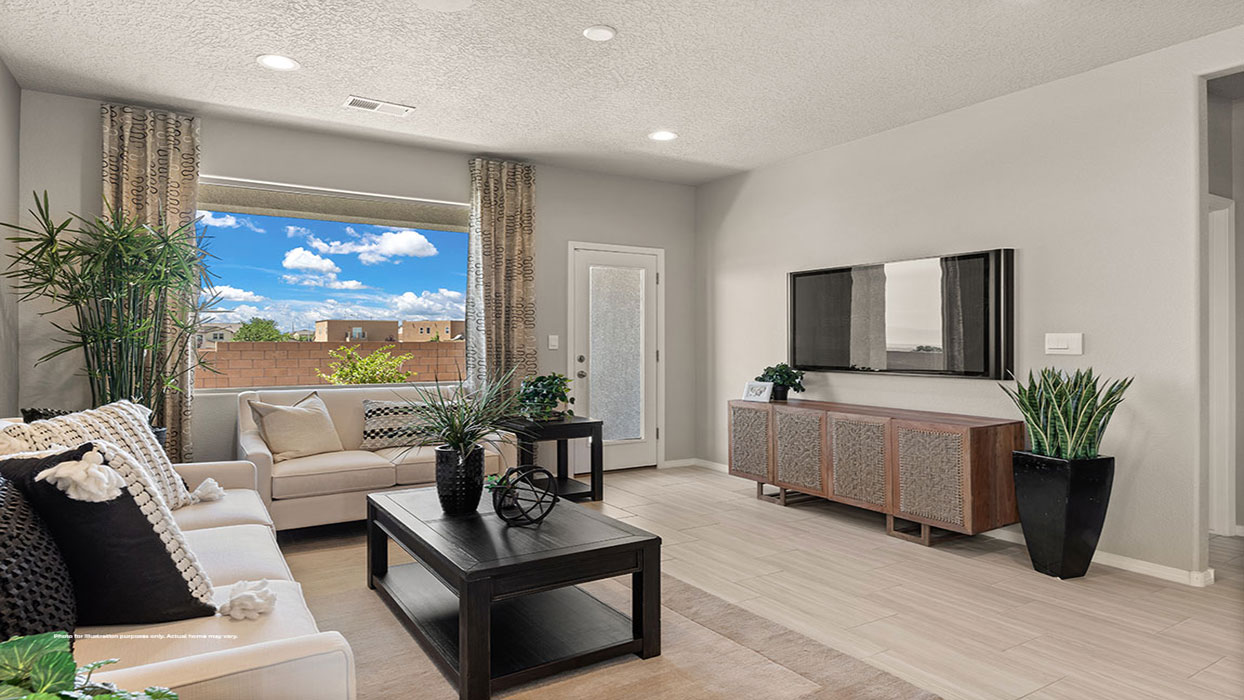 Interior living area with large window